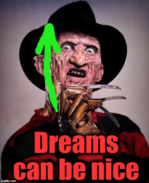 Freddy Krueger face | Dreams can be nice | image tagged in freddy krueger face | made w/ Imgflip meme maker