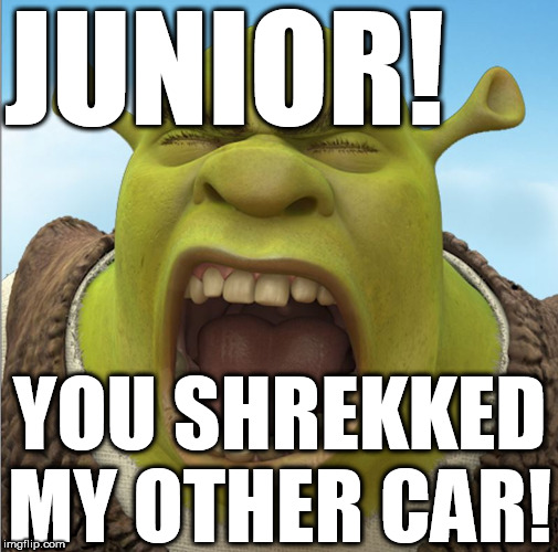 JUNIOR! YOU SHREKKED MY OTHER CAR! | made w/ Imgflip meme maker