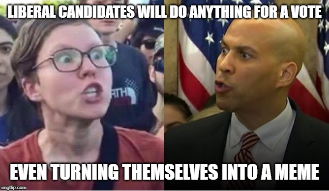 Gory Booger | LIBERAL CANDIDATES WILL DO ANYTHING FOR A VOTE; EVEN TURNING THEMSELVES INTO A MEME | image tagged in stupid liberals,democrats | made w/ Imgflip meme maker