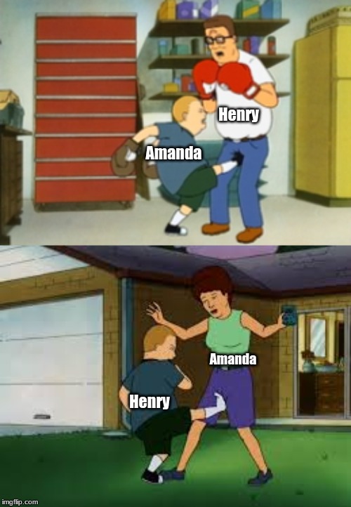 the Amanda Nunes vs Henry Cejudo superfight be like . . . . | Henry; Amanda; Amanda; Henry | image tagged in ufc,mma,memes | made w/ Imgflip meme maker
