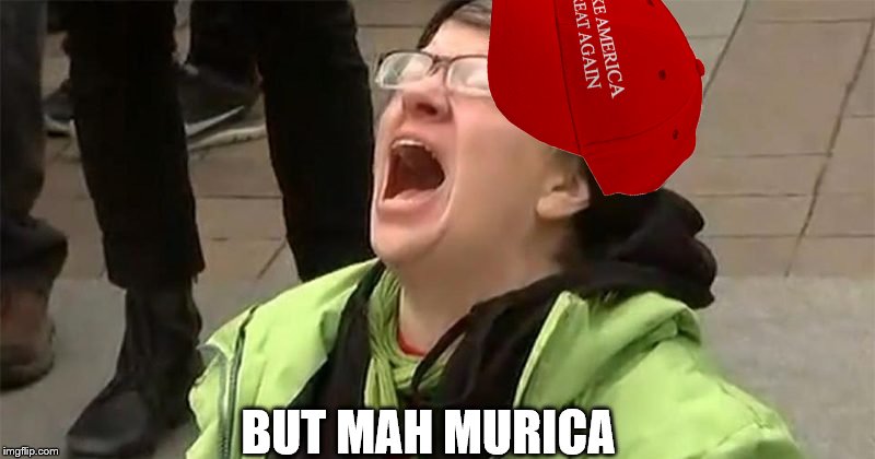 crying liberal | BUT MAH MURICA | image tagged in crying liberal | made w/ Imgflip meme maker