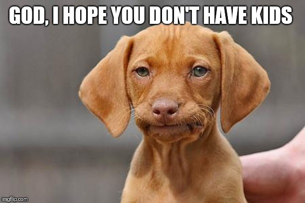 Dissapointed puppy | GOD, I HOPE YOU DON'T HAVE KIDS | image tagged in dissapointed puppy | made w/ Imgflip meme maker