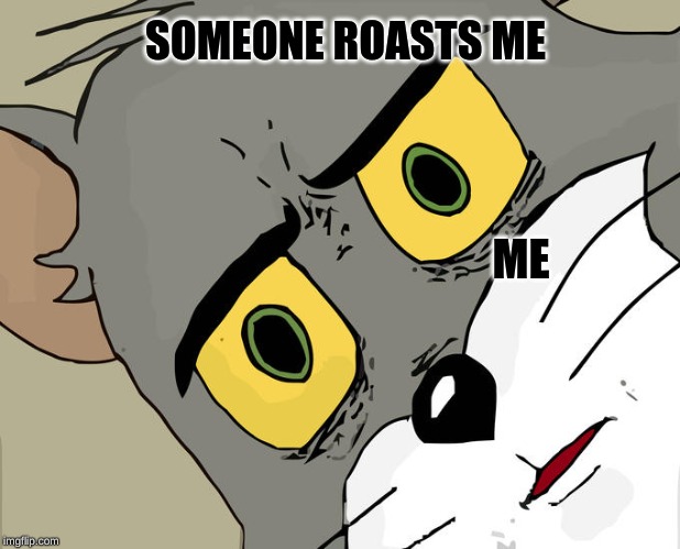 Unsettled Tom Meme | SOMEONE ROASTS ME; ME | image tagged in memes,unsettled tom | made w/ Imgflip meme maker