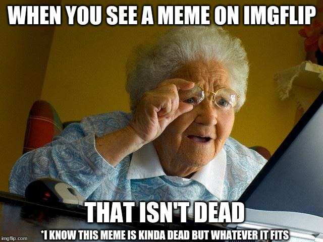 Grandma Finds The Internet | WHEN YOU SEE A MEME ON IMGFLIP; THAT ISN'T DEAD; *I KNOW THIS MEME IS KINDA DEAD BUT WHATEVER IT FITS | image tagged in memes,grandma finds the internet | made w/ Imgflip meme maker