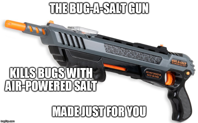 THE BUG-A-SALT GUN MADE JUST FOR YOU KILLS BUGS WITH AIR-POWERED SALT | made w/ Imgflip meme maker