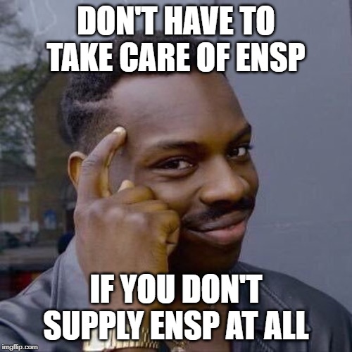 Thinking Black Guy | DON'T HAVE TO TAKE CARE OF ENSP; IF YOU DON'T SUPPLY ENSP AT ALL | image tagged in thinking black guy | made w/ Imgflip meme maker