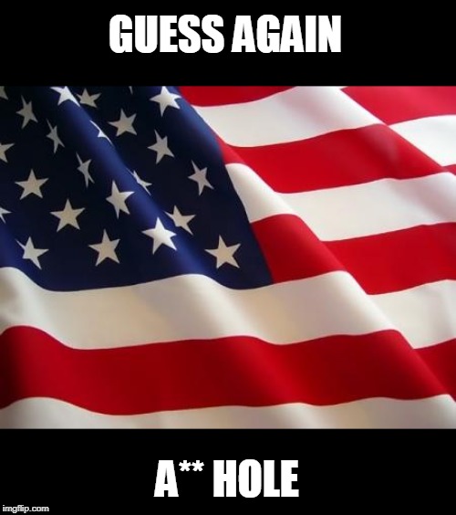 American flag | GUESS AGAIN A** HOLE | image tagged in american flag | made w/ Imgflip meme maker