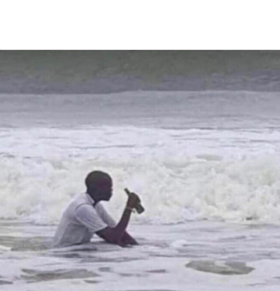 Drunk guy in ocean Blank Meme Template