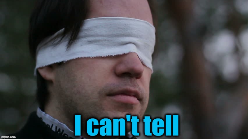 I can't tell | image tagged in blindfolded man | made w/ Imgflip meme maker