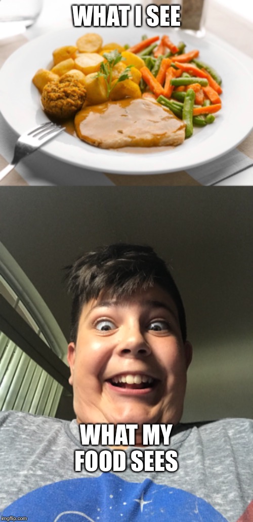 WHAT I SEE; WHAT MY FOOD SEES | made w/ Imgflip meme maker