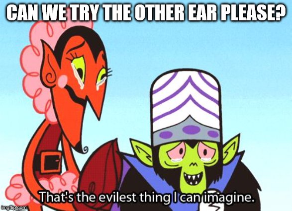 Mojojojo | CAN WE TRY THE OTHER EAR PLEASE? | image tagged in mojojojo | made w/ Imgflip meme maker