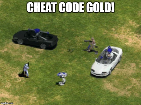 AOE Cheater! | CHEAT CODE GOLD! | image tagged in video games | made w/ Imgflip meme maker