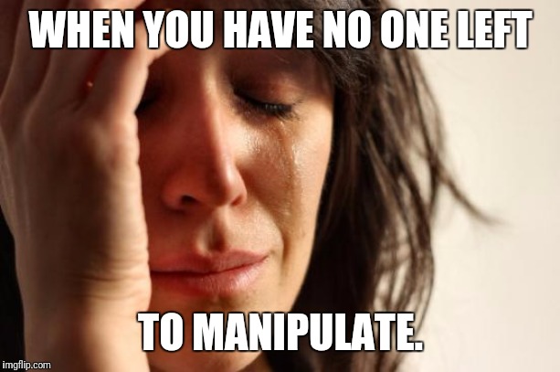 First World Problems | WHEN YOU HAVE NO ONE LEFT; TO MANIPULATE. | image tagged in memes,first world problems | made w/ Imgflip meme maker