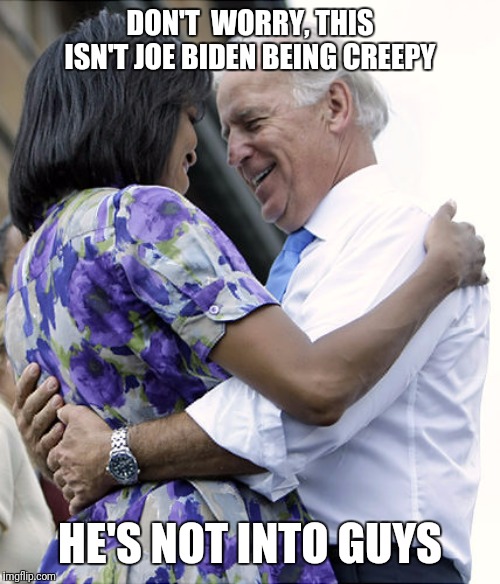 Is that a sausage in your pocket? | DON'T  WORRY, THIS ISN'T JOE BIDEN BEING CREEPY; HE'S NOT INTO GUYS | image tagged in michelle obama,joe biden,boys | made w/ Imgflip meme maker