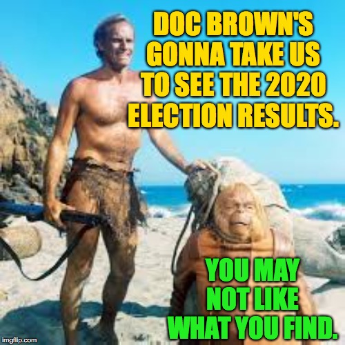 I'm assuming that we'll have an election... |  DOC BROWN'S GONNA TAKE US TO SEE THE 2020 ELECTION RESULTS. YOU MAY NOT LIKE WHAT YOU FIND. | image tagged in memes,you may not like what you find,election 2020,doc brown,planet of the conservatives | made w/ Imgflip meme maker