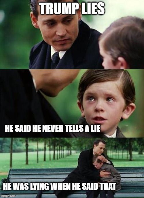 crying-boy-on-a-bench | TRUMP LIES; HE SAID HE NEVER TELLS A LIE; HE WAS LYING WHEN HE SAID THAT | image tagged in crying-boy-on-a-bench | made w/ Imgflip meme maker