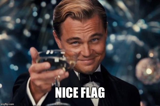 Leonardo Dicaprio Cheers Meme | NICE FLAG | image tagged in memes,leonardo dicaprio cheers | made w/ Imgflip meme maker