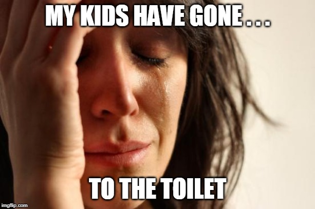 First World Problems Meme | MY KIDS HAVE GONE . . . TO THE TOILET | image tagged in memes,first world problems | made w/ Imgflip meme maker