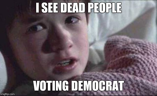I See Dead People Meme | I SEE DEAD PEOPLE VOTING DEMOCRAT | image tagged in memes,i see dead people | made w/ Imgflip meme maker