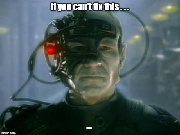 Locutus of Borg | If you can't fix this . . . ... | image tagged in locutus of borg | made w/ Imgflip meme maker
