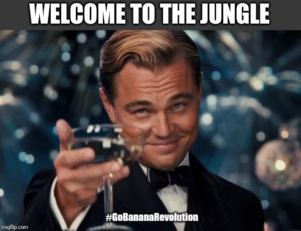 Leonardo Dicaprio Cheers Meme | WELCOME TO THE JUNGLE #GoBananaRevolution | image tagged in memes,leonardo dicaprio cheers | made w/ Imgflip meme maker