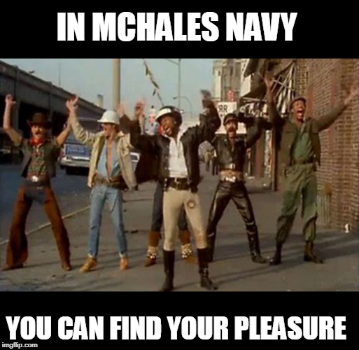 YMCA | IN MCHALES NAVY YOU CAN FIND YOUR PLEASURE | image tagged in ymca | made w/ Imgflip meme maker