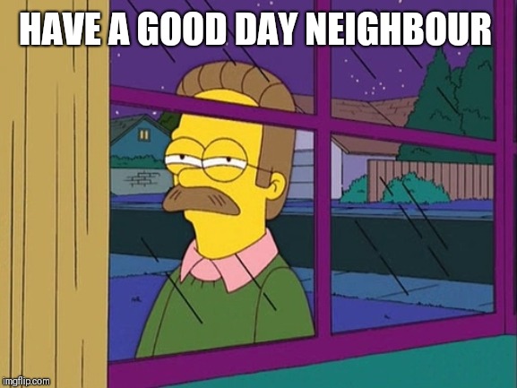 Ned Flanders | HAVE A GOOD DAY NEIGHBOUR | image tagged in ned flanders | made w/ Imgflip meme maker