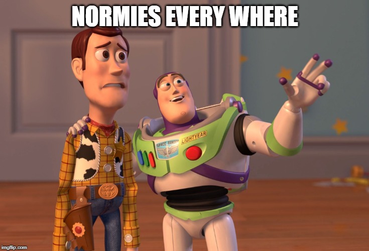 X, X Everywhere | NORMIES EVERY WHERE | image tagged in memes,x x everywhere | made w/ Imgflip meme maker