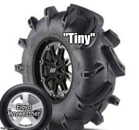 security guards be like . . . . | "Tiny"; Floyd Mayweather | image tagged in memes | made w/ Imgflip meme maker