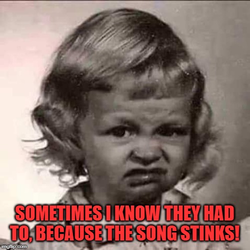 Stank face | SOMETIMES I KNOW THEY HAD TO, BECAUSE THE SONG STINKS! | image tagged in stank face | made w/ Imgflip meme maker
