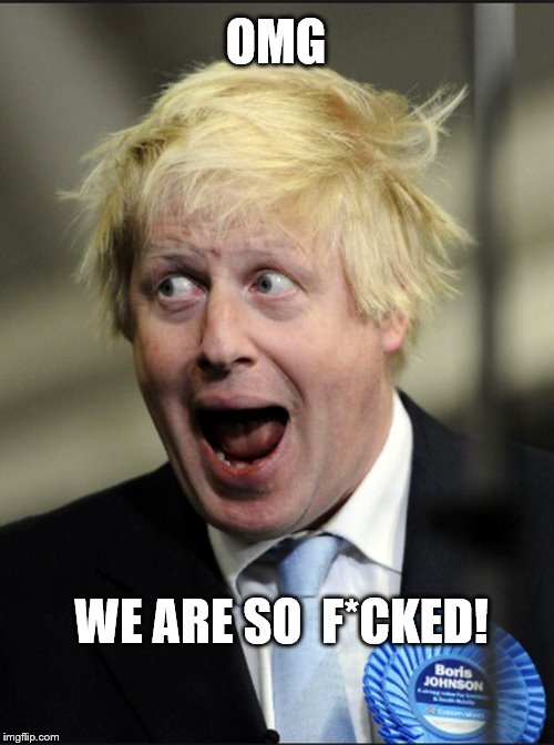 Mr. Prime Minister | OMG; WE ARE SO  F*CKED! | image tagged in boris johnson,moron,idiot,clown,screwed | made w/ Imgflip meme maker