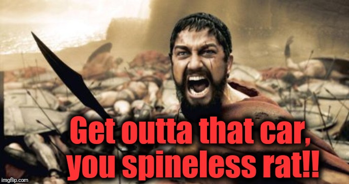 Sparta Leonidas Meme | Get outta that car,  you spineless rat!! | image tagged in memes,sparta leonidas | made w/ Imgflip meme maker