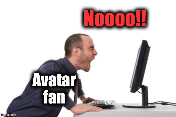 Man yelling at computer | Noooo!! Avatar fan | image tagged in man yelling at computer | made w/ Imgflip meme maker