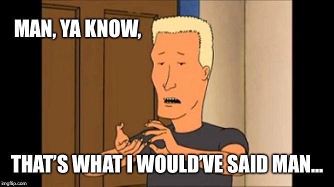 Boomhauer | MAN, YA KNOW, THAT’S WHAT I WOULD’VE SAID MAN... | image tagged in boomhauer | made w/ Imgflip meme maker