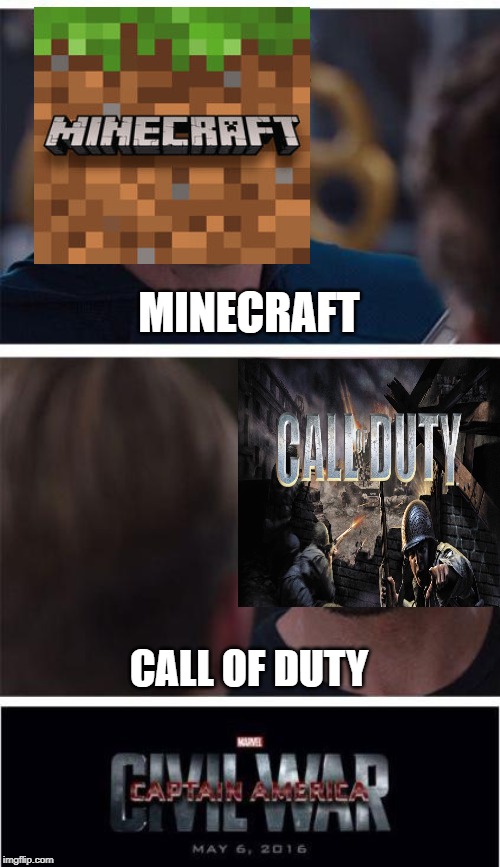 After Stitch was killed by CoD, this happened. | MINECRAFT; CALL OF DUTY | image tagged in memes,marvel civil war 1 | made w/ Imgflip meme maker