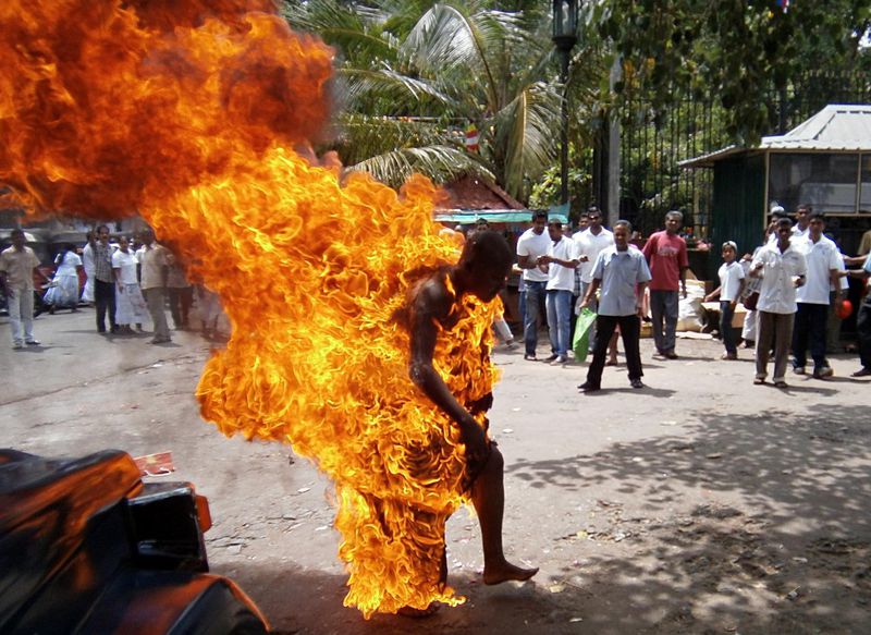 Monk on Fire Blank Meme Template