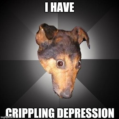 Depression Dog |  I HAVE; CRIPPLING DEPRESSION | image tagged in memes,depression dog | made w/ Imgflip meme maker