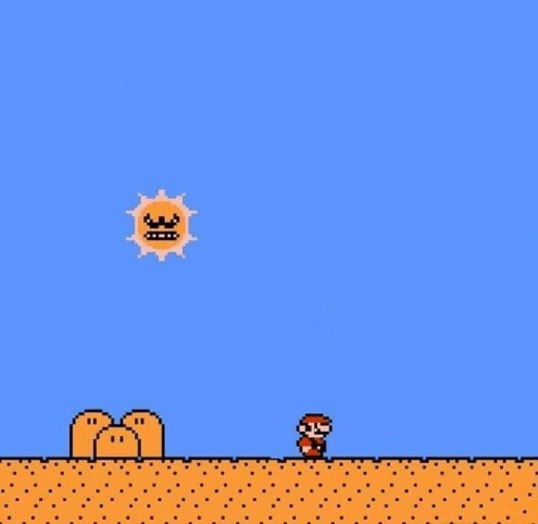 Super Mario 3 Angry Sun Blank Meme Template