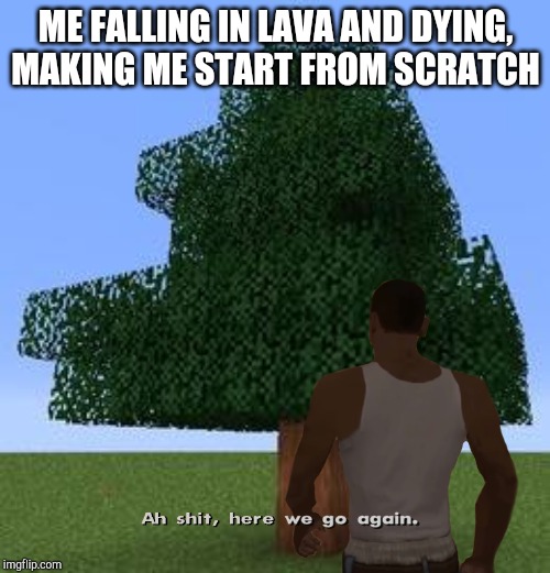 ME FALLING IN LAVA AND DYING, MAKING ME START FROM SCRATCH | image tagged in minecraft | made w/ Imgflip meme maker