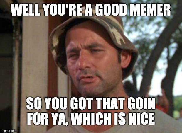 So I Got That Goin For Me Which Is Nice Meme | WELL YOU'RE A GOOD MEMER SO YOU GOT THAT GOIN FOR YA, WHICH IS NICE | image tagged in memes,so i got that goin for me which is nice | made w/ Imgflip meme maker