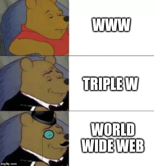 Fancy pooh | WWW; TRIPLE W; WORLD WIDE WEB | image tagged in fancy pooh | made w/ Imgflip meme maker