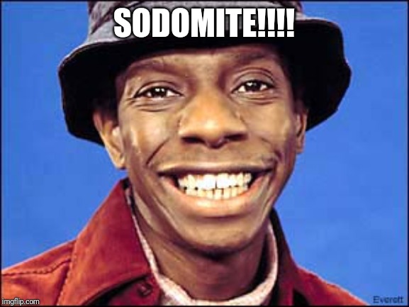 JJ Good times | SODOMITE!!!! | image tagged in jj good times | made w/ Imgflip meme maker