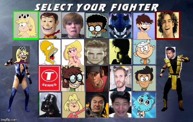 My UMK3 Roster | image tagged in memes,funny,mortal kombat,the loud house,simpsons | made w/ Imgflip meme maker