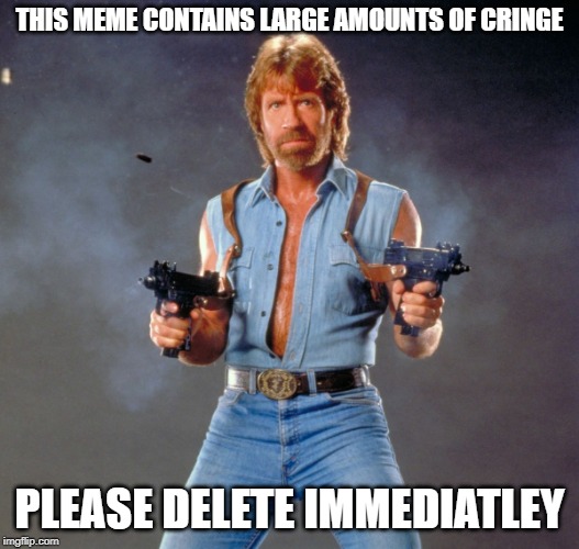 Chuck Norris Guns Meme | THIS MEME CONTAINS LARGE AMOUNTS OF CRINGE; PLEASE DELETE IMMEDIATLEY | image tagged in memes,chuck norris guns,chuck norris | made w/ Imgflip meme maker