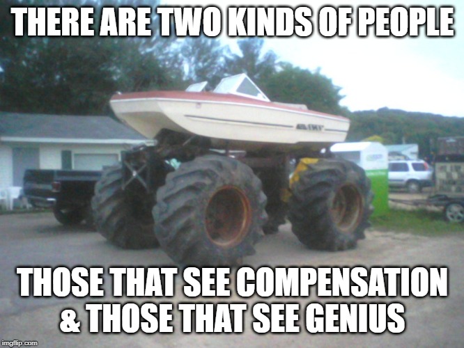 Compensation Or Genius? | THERE ARE TWO KINDS OF PEOPLE; THOSE THAT SEE COMPENSATION & THOSE THAT SEE GENIUS | image tagged in funny,competition,genius | made w/ Imgflip meme maker