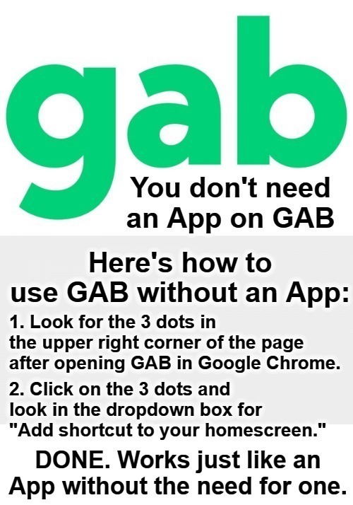 How to Use GAB Without an App. | image tagged in gab,speak freely,free speech,first amendment,android,mobile devices | made w/ Imgflip meme maker