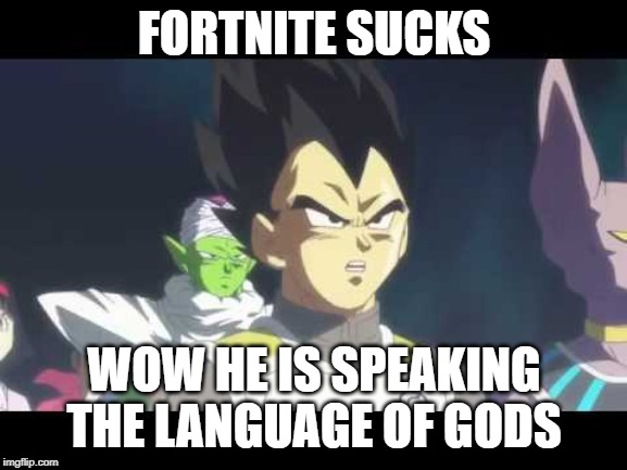 he's speaking the language of gods | FORTNITE SUCKS; WOW HE IS SPEAKING THE LANGUAGE OF GODS | image tagged in he's speaking the language of gods | made w/ Imgflip meme maker