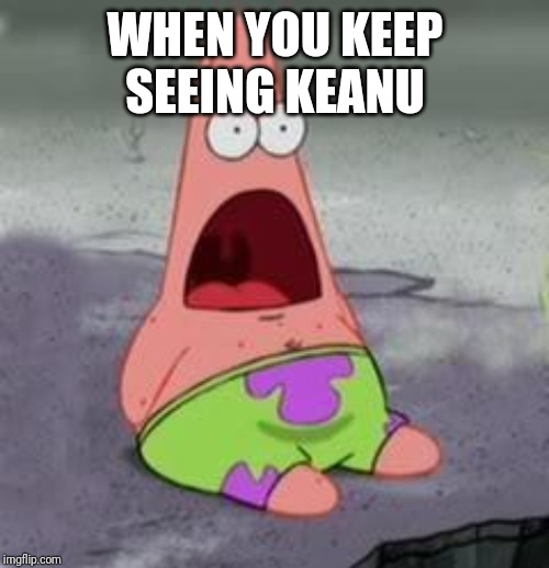 Suprised Patrick | WHEN YOU KEEP SEEING KEANU | image tagged in suprised patrick | made w/ Imgflip meme maker