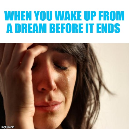 First World Problems | WHEN YOU WAKE UP FROM A DREAM BEFORE IT ENDS | image tagged in memes,first world problems | made w/ Imgflip meme maker