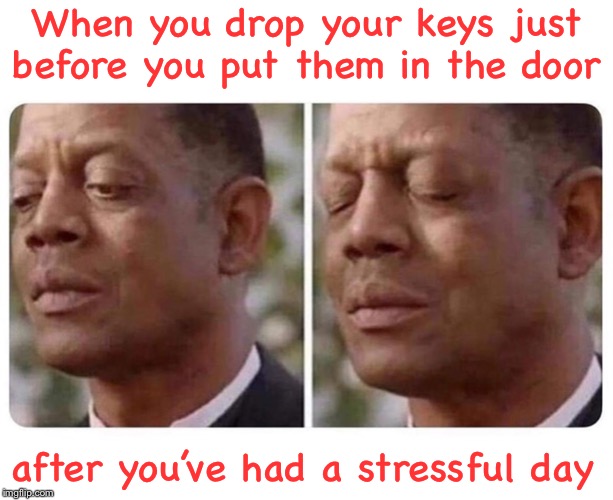 Just one more thing | When you drop your keys just before you put them in the door; after you’ve had a stressful day | image tagged in stressed out,cant get worse,yes it can,minor things,first world problems,just for fun | made w/ Imgflip meme maker